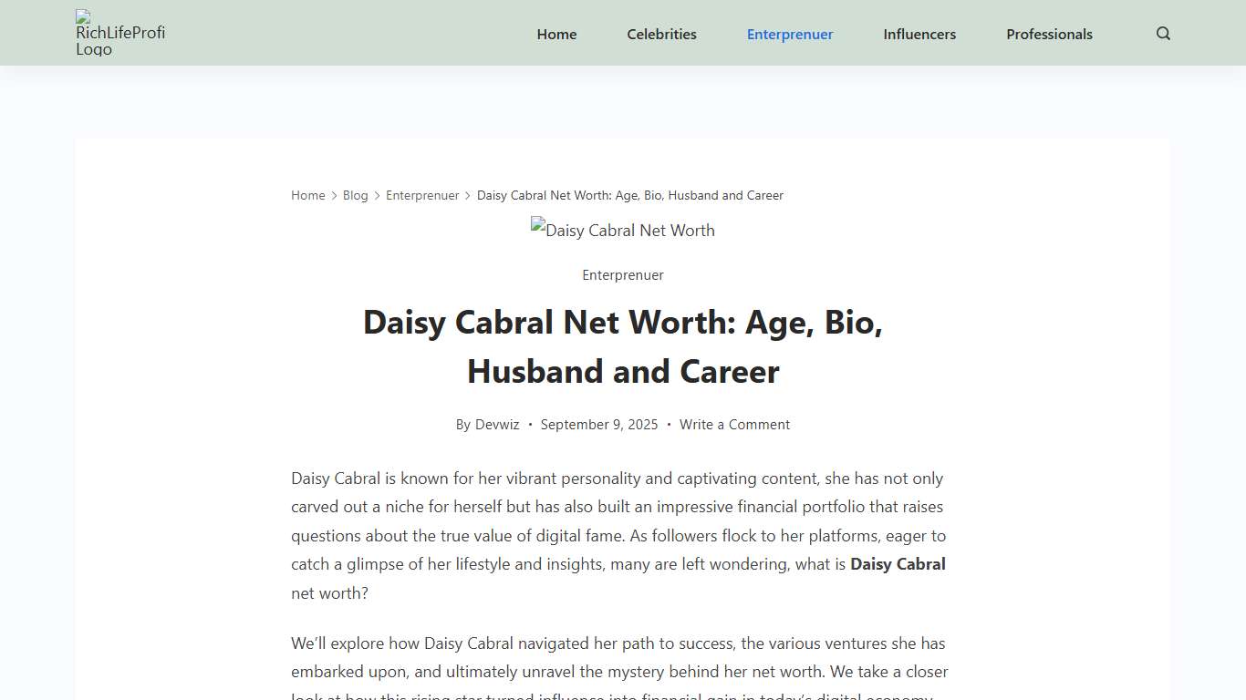 Daisy Cabral Net Worth 2026 Age, Bio, Husband, Career